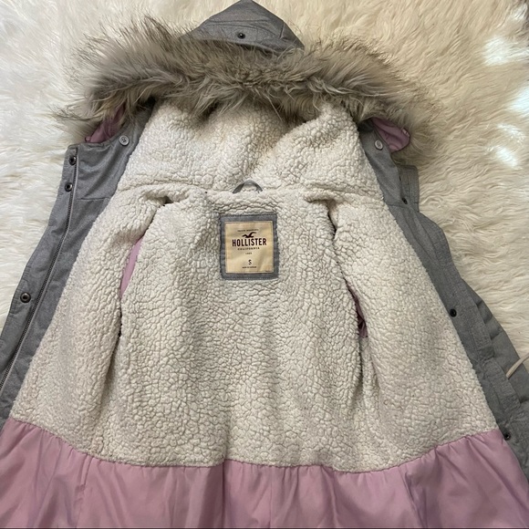 Hollister Parka with Sherpa Lining & Removable Hood Faux Fur - Picture 13 of 14